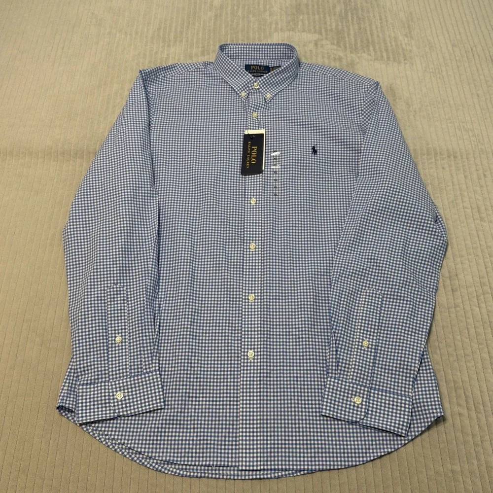 Polo Ralph Lauren Men's Slim Fit Blue Plaid Performance Shirt Size XL